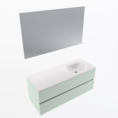 Mondiaz VICA ensemble de meuble de salle de bain - 120cm - meuble sous-vasque greey - 2 tiroirs - lavabo moon droite - sans trous de robinet - couleur talc - miroir LED - version XL 60cm haut