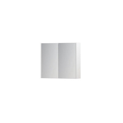 INK SPK1 Spiegelkast - 70x14x60cm - 2 deuren - dubbelzijdige Spiegel - schakelaar en stopcontact - MDF lak wit mat