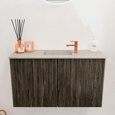 Mondiaz JOYA-DLUX 70cm meuble de salle de bains - couleur Shadow - Vasque FAYE position Milieu 1 trou de robinet couleur Opalo.