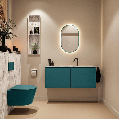 MONDIAZ TURE-DLUX Meuble toilette - 120cm - Smag - EDEN - vasque Glace - position centrale - 1 trou de robinet