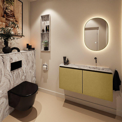 MONDIAZ TURE-DLUX 100cm toiletmeubel Oro. EDEN wastafel Glace positie rechts. Zonder kraangat.