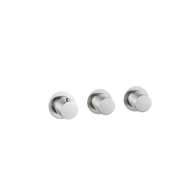 Fortifura Nebbio Badcombinatie-set - thermostaatkraan - inbouwdeel - glijstang - metalen doucheslang - ronde handdouche - badafvoer opbouw - geborsteld RVS PVD (RVS)