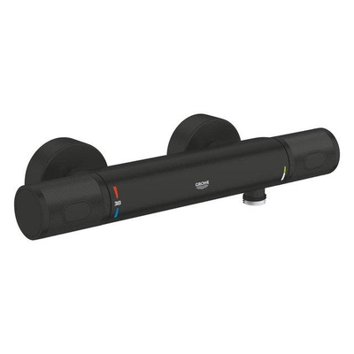 Grohe Vitalio Joy Doucheset - 60cm glijstang - ronde handdouche - 3 straalsoorten - thermostaatkraan - matte black (mat zwart)
