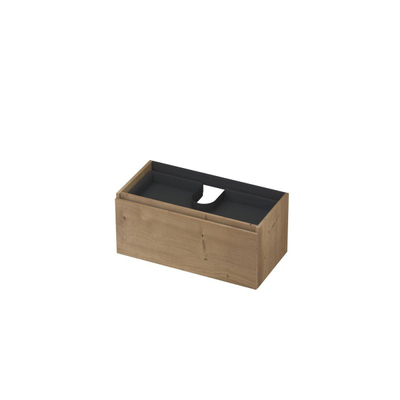 INK Wastafelonderkast - 90x45x40cm - 1 lade - greeploos - met houten keerlijst - MDF - Ash grey