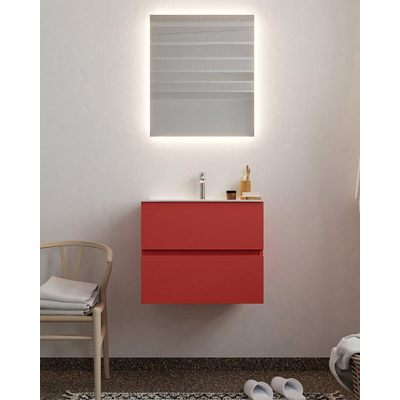 MONDIAZ VICA Badkamermeubelset - 60cm- onderkast fire - 2 lades - wastafel moon midden - 1 kraangat - LED spiegel - XL versie 60cm hoog