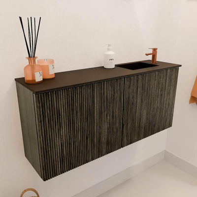 Mondiaz JOYA 90cm toiletmeubel - kleur Shadow - Wastafel FAYE positie Rechts 1 kraangat kleur Urban.