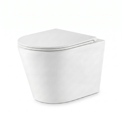 QeramiQ Wave Arc hangtoilet – spoelrandloos – 36,3 x 51,7 cm – met slim zitting – glans wit