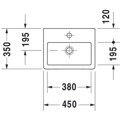Duravit Vero lave-mains dessous rectifié 45x35cm avec trou de robinetterie et trop-plein blanc