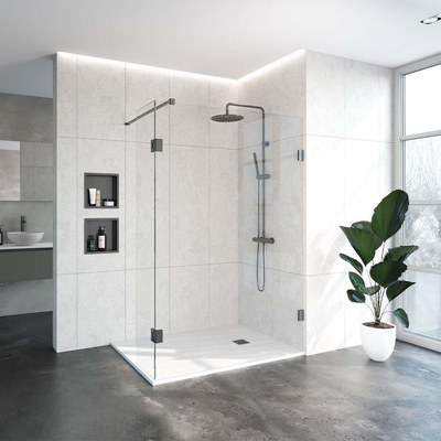 BRAUER Create douche à l'italienne complète sans cadre 140x40cm orientable gunmetal brossé