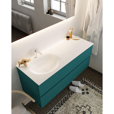 Mondiaz VICA Ensemble de meuble de salle de bain - 120cm - meuble sous-vasque smag - 2 tiroirs - lavabo moon gauche - 1 trou de robinet - version XL 60cm haut