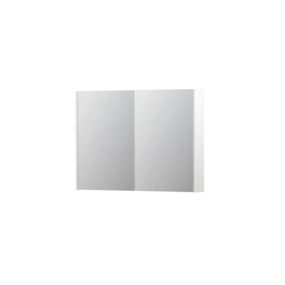 INK SPK2 Spiegelkast - 100x14x74cm - 2 deuren - dubbelzijdige Spiegel - schakelaar en stopcontact - MDF lak wit mat