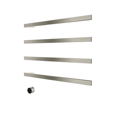 Hotbath &MORE Handdoekradiator - 80x76cm - vierkant - 4 stangen - horizontaal - met schakelaar - geborsteld nikkel (RVS)