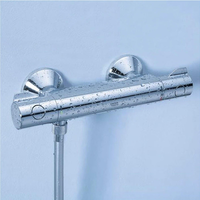 GROHE Grohtherm 800 Set de confort Mitigeur de douche thermostatique avec raccords entraxe=15cm avec barre de douche New Tempesta 60cm chrome/blanc