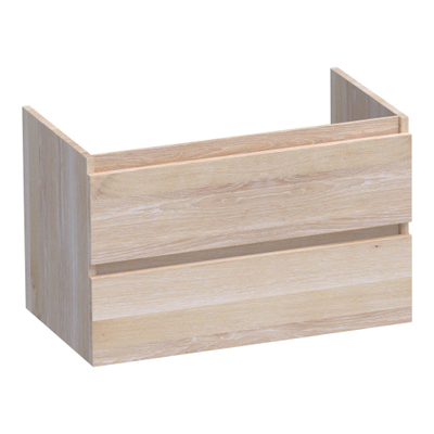 BRAUER Joy wastafelonderkast 80cm inclusief natuursteen blad en kolomkast - massief eiken showroommodel