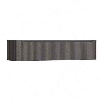 H&R Badmeubelen Juice Wastafelonderkast - 180x45x40cm - linkerhoek afgerond - 3D-front - 2 lades - geïntegreerde greep - wenge
