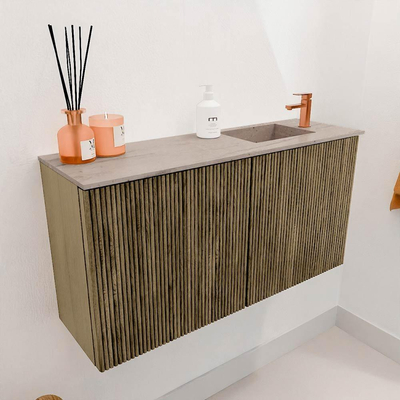 Mondiaz JOYA-DLUX 80cm toiletmeubel - kleur Dusk - Wastafel FAYE positie Rechts 1 kraangat kleur Saba.