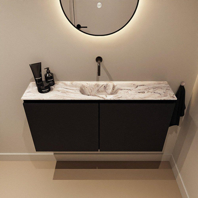 MONDIAZ TURE-DLUX Meuble toilette - 100cm - Urban - EDEN - vasque Glace - position centrale - sans trou de robinet