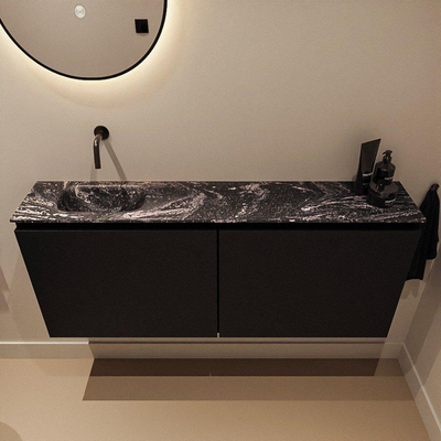 MONDIAZ TURE-DLUX meuble WC 120 cm Urban. EDEN lavabo Lava position gauche. Sans trou de robinet.
