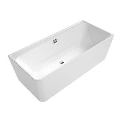 Villeroy & Boch Collaro baignoire d''angle semi-indépendante - 180x80cm - rectangulaire angle droit trop-plein chrome Acrylique Blanc Brillant