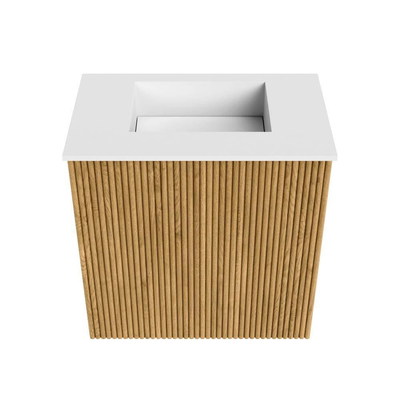 Mondiaz JOYA 40cm toiletmeubel - kleur Oak - Wastafel FAYE positie Midden Zonder kraangat kleur Talc.