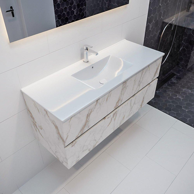 Mondiaz VICA Meuble Carrara avec 2 tiroirs 120x50x45cm vasque lavabo Denia centre 1 trou de robinet