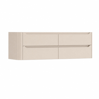 H&R Badmeubelen Juice Wastafelonderkast - 180x45x50cm - linkerhoek afgerond - 4 lades - geïntegreerde greep - Merino