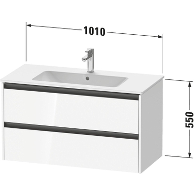 Duravit ketho 2 meuble sous lavabo avec 2 tiroirs 101x48x55cm avec poignées anthracite béton gris mat