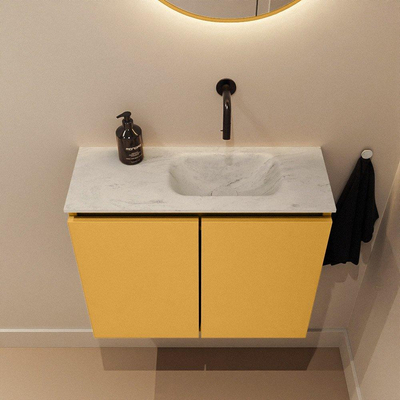 MONDIAZ TURE-DLUX 60cm toiletmeubel Ocher. EDEN wastafel Opalo positie rechts. Zonder kraangat.