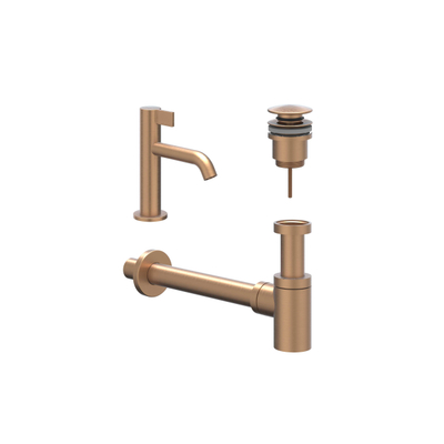 IVY Fonteinset - opbouw - laag - always open plug - Cuivre brossé mat PVD