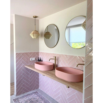 Arcqua Case lavabo vasque - 55x36cm - Ovale - Marbre de synthèse Rose Mat