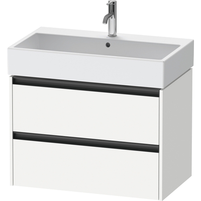 Duravit Ketho 2 meuble sous-lavabo avec 2 tiroirs 78.4x46x54.9cm avec poignées blanc mat anthracite