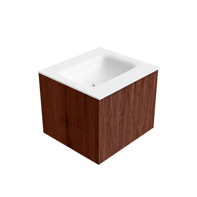 Mondiaz KURVE Ensemble meuble de salle de bains - 50x46x40cm - 1 tiroir - lavabo solid surface - au centre - 1 trou de robinet - Ruby