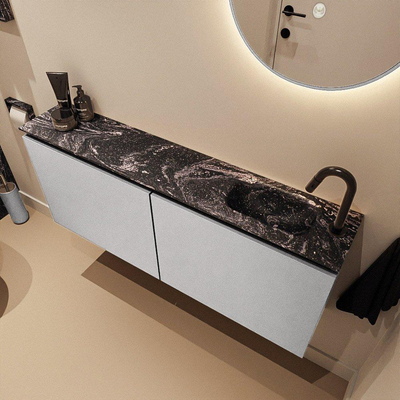 MONDIAZ TURE-DLUX Meuble de toilette 120 cm Plata. Lavabo EDEN Lava position à droite. Avec 1 trou de robinet.