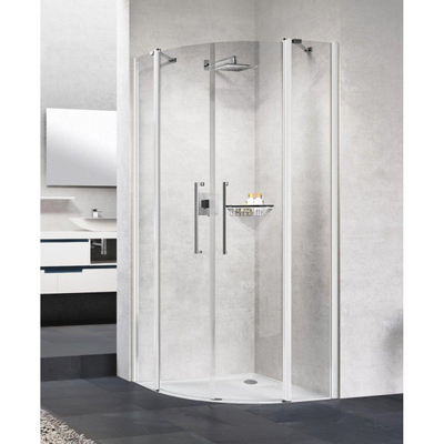 Novellini Young 2.0 R2 cabine de douche quart de cercle avec portes pivotantes et segments fixes 97.5/99.5x200cm matchroom/aqua