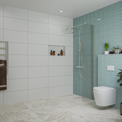 FugaFlow Eccelente Vetro Douche à l'italienne - 40x200cm - verre nervuré - Inox brossé