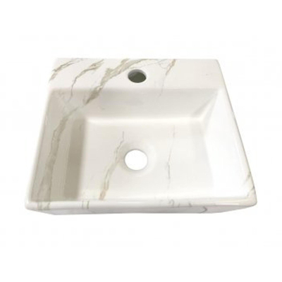 Wiesbaden Leto Pack Lave-mains 33.5x29x11.5cm Carrara marbré Blanc avec robinet Victoria Noir mat