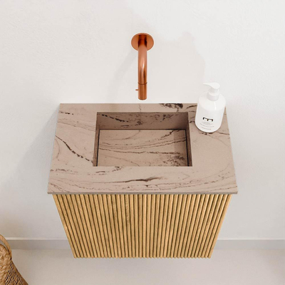 Mondiaz JOYA-DLUX 40cm meuble de toilette - couleur Chêne - Vasque FAYE position Milieu Sans trou de robinet couleur Arena.
