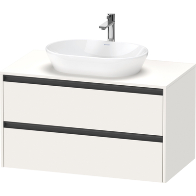 Duravit Ketho.2 Wastafelonderbouwkast - inclusief consoleplaat - met 2 laden - 100x55x56.8cm - met handgrepen antraciet - wit supermat