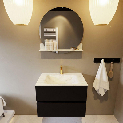 MONDIAZ VICA-DLUX Ensemble meuble de salle de bains - 70cm - meuble sous-vasque urban - 2 tiroirs - lavabo encastré cloud central - 1 trou de robinet - version haute 60cm - opalo