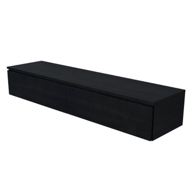 Arcqua living meuble 180x46x30cm 2 tiroirs sans poignée panneau de particules mélaminé chêne noir