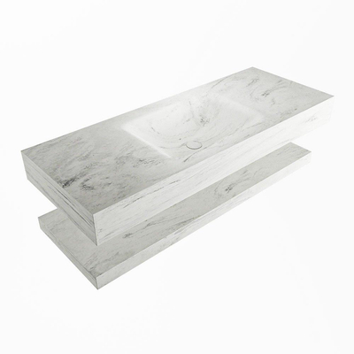 MONDIAZ ALAN - DLUX Badkamermeubelset - 120cm - planchet - Opalo - vrijhangende wastafel - wasbak midden - 0 kraangaten - Opalo