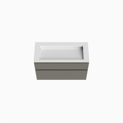 Mondiaz XABI ensemble de meuble de salle de bain - 100x45x60cm - 2 tiroirs - Lavabo du soir - Talc - sans trou de robinet - Fumée