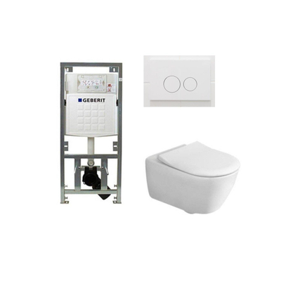 Villeroy & Boch Subway 2.0 Toiletset - Geberit inbouwreservoir - diepspoel - wandcloset - directflush - bedieningsplaat - ronde knoppen - wit