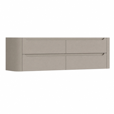 H&R Badmeubelen Juice Wastafelonderkast - 180x45x50cm - afgeronde hoeken - 4 lades - geïntegreerde greep - Olive