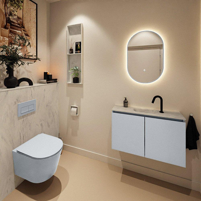 MONDIAZ TURE-DLUX Meuble de WC 80 cm Clay. Lavabo EDEN Opalo position milieu. Avec 1 trou de robinet.