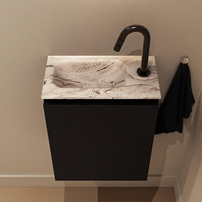 MONDIAZ TURE-DLUX meuble de toilettes 40cm Urban. EDEN lavabo Glace position gauche. Avec 1 trou de robinet.