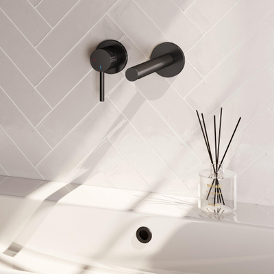 Brauer Stripe wastafelkraan - model A2 - inbouw - laag - rechte uitloop - zwart