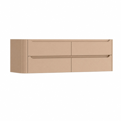 H&R Badmeubelen Juice Wastafelonderkast - 180x45x50cm - linkerhoek afgerond - 4 lades - geïntegreerde greep - Peach