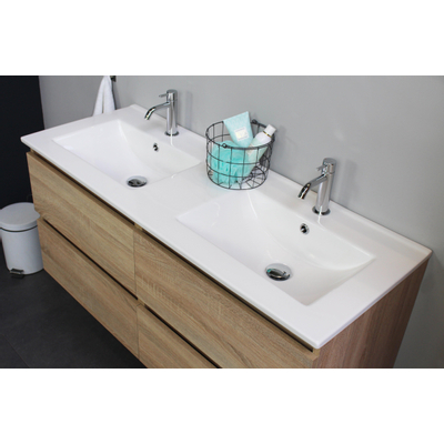 Basic Bella Meuble avec lavabo acrylique 120x55X46cm 2 trous de robinet Chêne