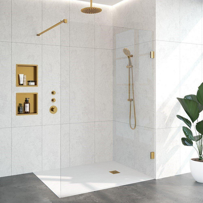 BRAUER Void inloopdouche helder glas 140x200 incl. glascoating PVD goud geborsteld